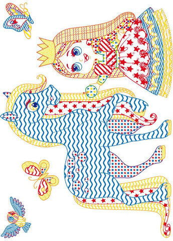 Большие водяные раскраски с цветным контуром. Принцессы на прогулке Кристал Бук (316084074)