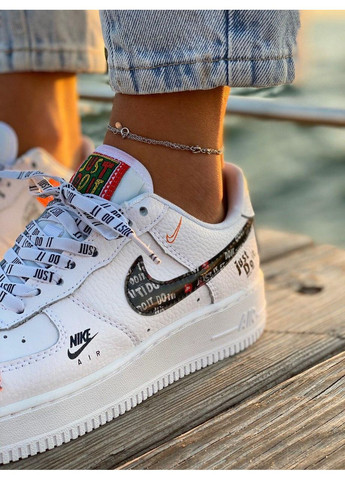 КРОССОВКИ ЖЕНСКИЕ NIKE AIR FORCE 1 LOW JUST DO IT WHITE 1 НАЙК АИР ФОРС 1 ПРЕМИУМ No Brand белые демисезоны (369387861)