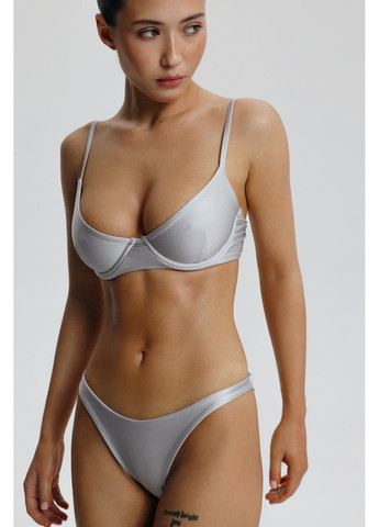 Серебристый летний купальник раздельный серебряный 721 Papaya