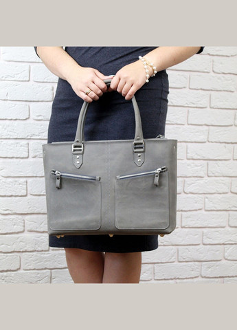 Сумка жіноча, шкіряна ділова з підкладкою. Сумка зі шкіри Crazy Horse Колір Сірий STOK (306738641)