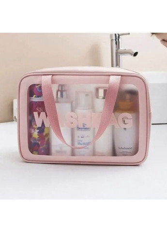 Прозора сумка-косметичка Washbag Big Pink 30см для косметики та дрібниць водонепроникна косметичка ProDobro (365442887)