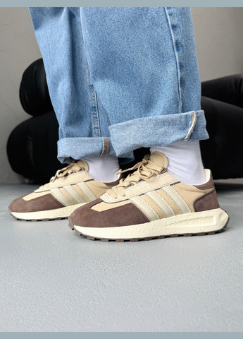 Коричневые демисезонные кроссовки мужские и женские adidas retropy e5 brown beige white | адидас ретропи е5 коричневые No Brand