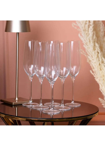Келихи для шампанського набір із 6 шт 350 мл скляні для свят та урочистостей прозорі ProDobro (364191105)