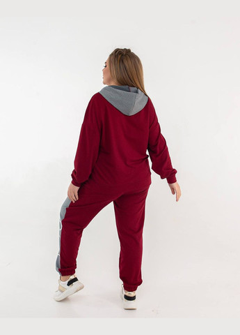 Жіночий спортивний костюм із двонитки бордового кольору р.56/58 379695 New Trend (285711165)