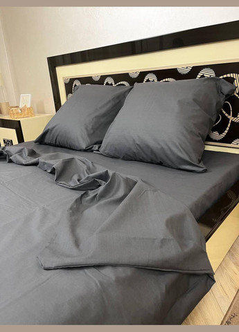 Постельное белье хлопковое Однотонная Полуторное 150 x 220 Бязь Серое 70 х 71 No Brand (280937829)