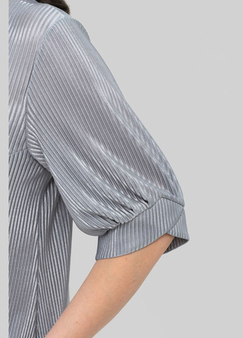 Серое платье трапецевидного силуэта из гофре трикотажа с декоративным цветком all posa (ap102433p) A'll Posa