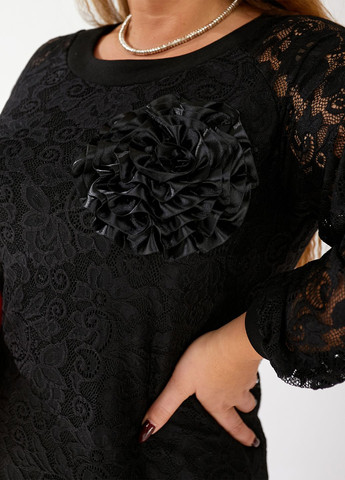 Чорна святковий, вечірня сукня з гіпюру футляр No Brand однотонна