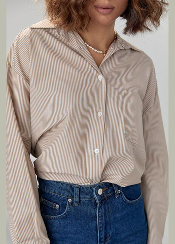 Светло-коричневая классическая рубашка в полоску Lurex с длинным рукавом