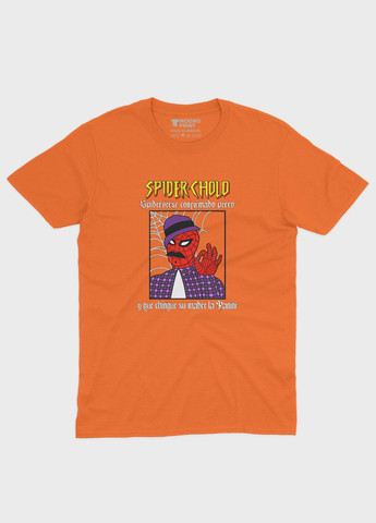 Оранжевая демисезонная футболка для мальчика с принтом супергероя - человек-паук (ts001-1-ora-006-014-099-b) Modno