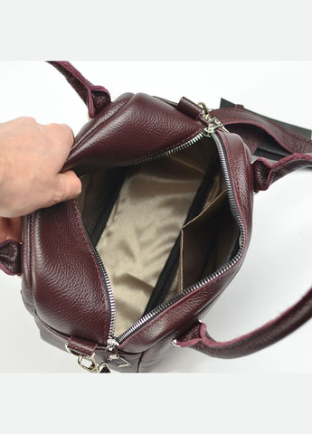 Бордова жіноча шкіряна маленька сумка з ручками і ремінцем через плече Serebro (278260643)