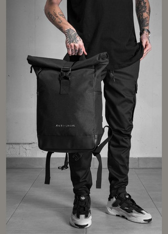 Повседневный Рюкзак Роллтоп Школьный С Принтом AntiSocial Black Without (347584688)