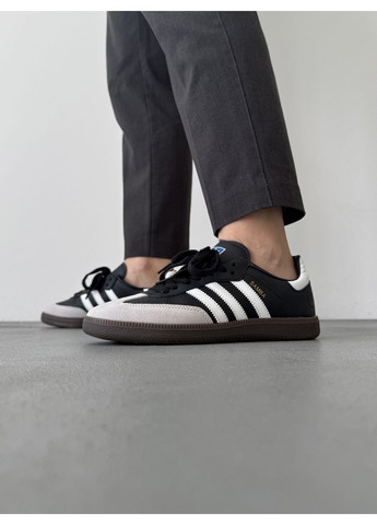 Сірі Осінні кросівки чоловічі adidas samba black / white / grey адідас самба No Brand