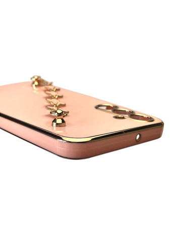 Чехол для телефона Galaxy A24 (SM-A245F) женский с ремешком с украшениями и золотой окантовкой на а24 пудровый gs1 Samsung (366231049)