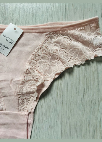 Женские трусики танга х/б рубчик с кружевом Finetoo Жіночі трусики (314709819)