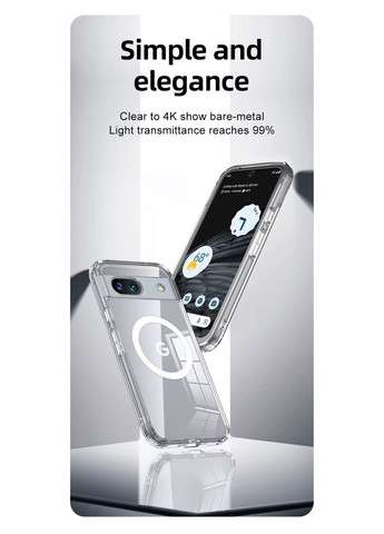 Протиударний чохол для Google Pixel 8 Прозорий MagSafe Viseaon (322212356)