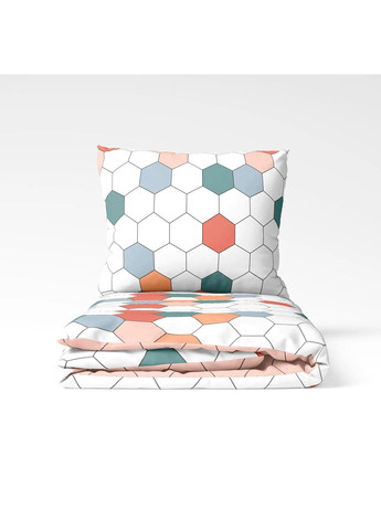 Комплект полуторний постільної білизни з наволочками 70*70 см, 115 гр/м2 гіпоалергенний Барвисті соти Білий (13880150215) ТЕП (364100231)