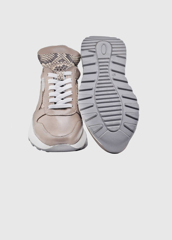 Женские кроссовки кожаные темно-бежевые + питон (0110) Bahram темно-бежевые лето (329880124)