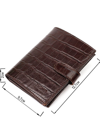 Портмоне фактурне для чоловіків з натуральної шкіри з тисненням під крокодила 22058 Коричневий Bond (329149881)