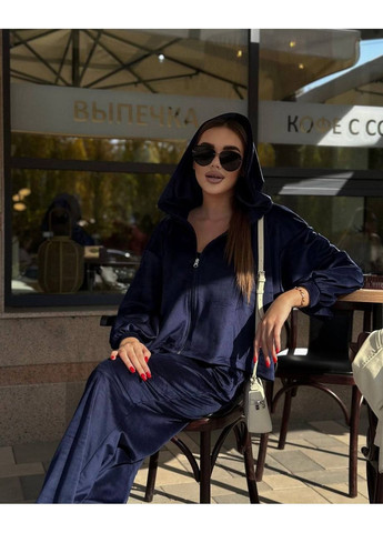 Велюровый костюм тройка темно-синего цвета на все случаи жизни No Brand 044-2 (353307067)