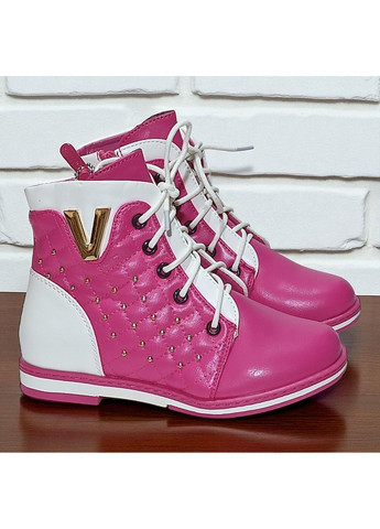 Малиновые повседневные осенние демисезонные утепленные ботинки для девочки на флисе Meekone