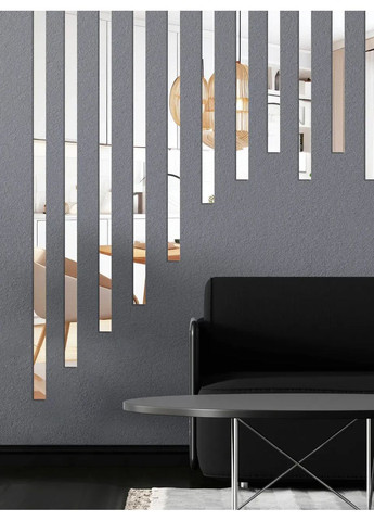 Інтер'єрні наклейки на стіну дзеркальні декоративні з акрилу Молдинг-30 3х29.5 см 16 шт. Срібло Ваша Світлість (366334734)