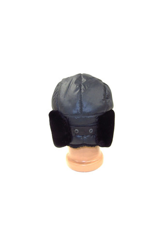 Шапка вушанка з чорної плащової тканини зі штучним хутром DAVANI 55010 No Brand шапка вушанка (315630577)