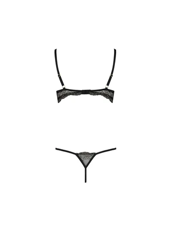 Комплект белья Exclusive VALERY SET OpenBra XXL/XXXL black, стрепы, трусики, открытый лиф Passion (369951143)