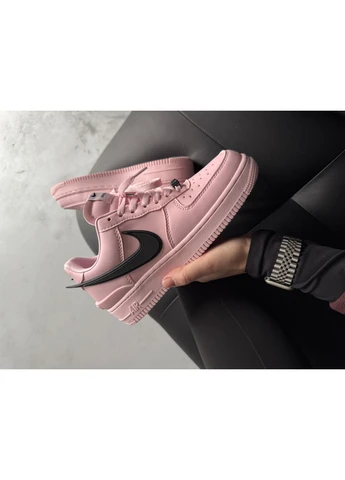 Розовые демисезонные кроссовки мужские nike air force 1 low x ambush hyper pink найк аир форс 1 розовые No Brand
