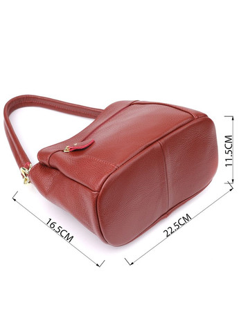 Яркая женская кожаная сумка с тремя секциями 22981 Vintage (348430292)