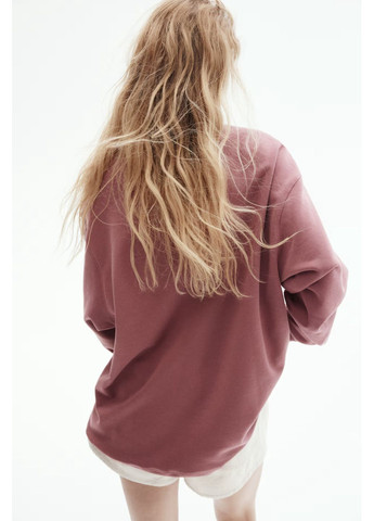 Темно-розовый свитшот на флисе H&M однотонный (361626313)