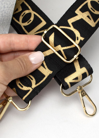 Ремінь для сумки знімний текстильний 38 мм 4326 gold чорно-золотий HandyCover (297486698)