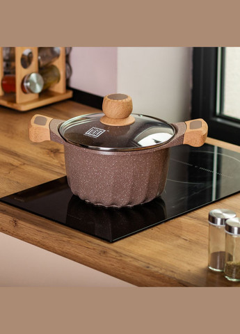 Каструля алюмінієва з антипригарним покриттям 3 л, кавовий MGC (322771196)