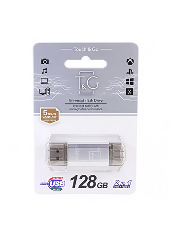 USB Flash Drive 128gb USB/Type C 009 Срібло T&G (370440451)