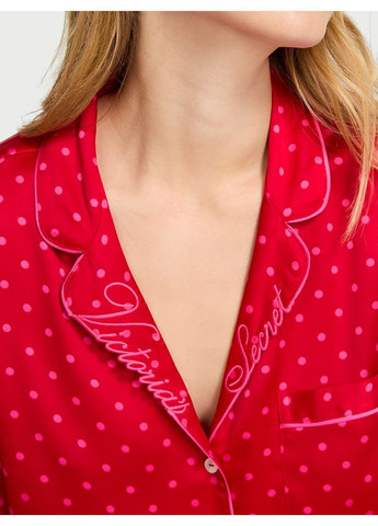 Красная всесезон пижама атласная satin long pajama set Victoria's Secret