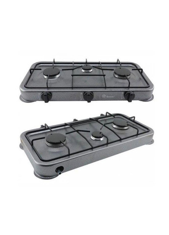 Газовая настольная плита MS-6603 на 3 конфорки металлическая эмалированная поверхность Серая Domotec (361851576)