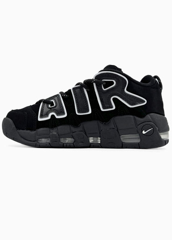 Черные демисезонные кроссовки мужские и женские nike air more uptempo black | найк аир мор уптемпо черные No Brand
