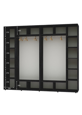 Шкаф-купе четырехдверный 300*60*230 Бетон темный 4 двери ДСП Алекса (360447547)