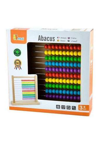 Дерев'яна рахівниця Viga Toys 50493 10 різнокольорових рядів по 10 кісточок 4M (297331151)