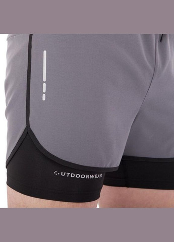 Шорти спортивні подвійні 2 в 1 з тайтсами чоловічі 62201 Сірий Jason (328924607)