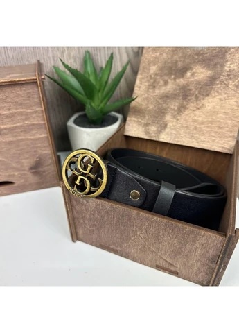 Жіночий ремінь пояс пояс натуральна шкіра стиль Guess чорний Золото No Brand (393699912)
