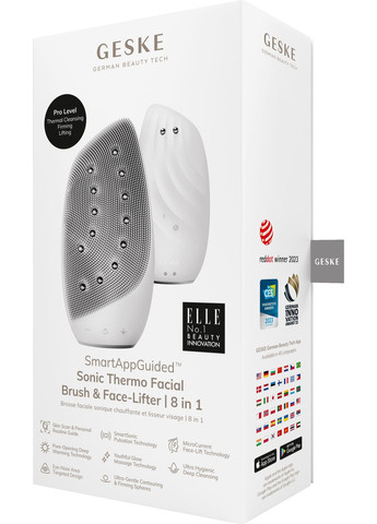 Очистительная щетка для лица Sonic Thermo Facial Brush&Face-Lifter 8в1 white GESKE (341525924)