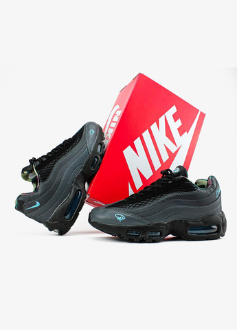 Сірі всесезон кросівки чоловічі nike air max 95 sp corteiz aegean storm gray black | найк аір макс 95 сп сірі чорні No Brand