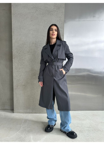 Стильный женский тренч из хлопка на подкладке — базовая модель для современных образов (замеры в описании) DK/DL Мода без кордонів на пуговицах демисезон (366346546)