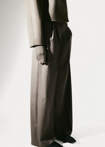 Серо-коричневые классические демисезонные брюки H&M