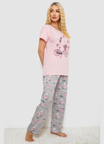 Розовая всесезон женская пижама с принтом,, Ager