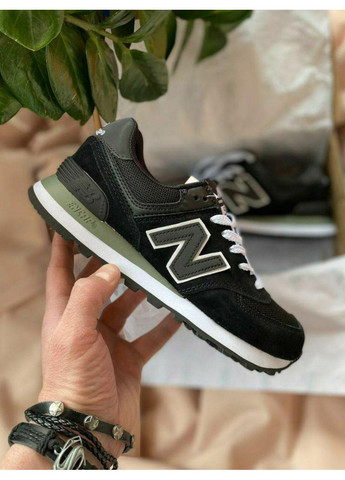 КРОСІВКИ ЖІНОЧІ NEW BALANCE 574 BLACK GREEN НЬЮ БЕЛАНС 574 No Brand сірі демісезони (369393637)