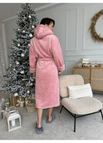 Махровий халат жіночий фіолетовий з капюшоном / Теплий жіночий халат фіолетового кольору середньої довжини з кишенями No Brand (366571624)