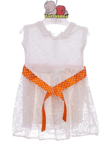 Бежевое платье летнее нарядное с поясом молочное 86 см (38329) BABYKROHA (323470177)