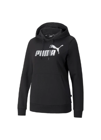 Чорна спортивна толстовка essentials+ metallic logo women’s hoodie Puma однотонна
