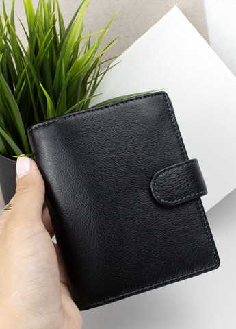 Гаманець чоловічий шкіряний з відділом для прав 112-A Black чорний на кнопці Keizer (296286575)